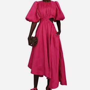 Aje Tidal Tucked Cut Out Midi Dress